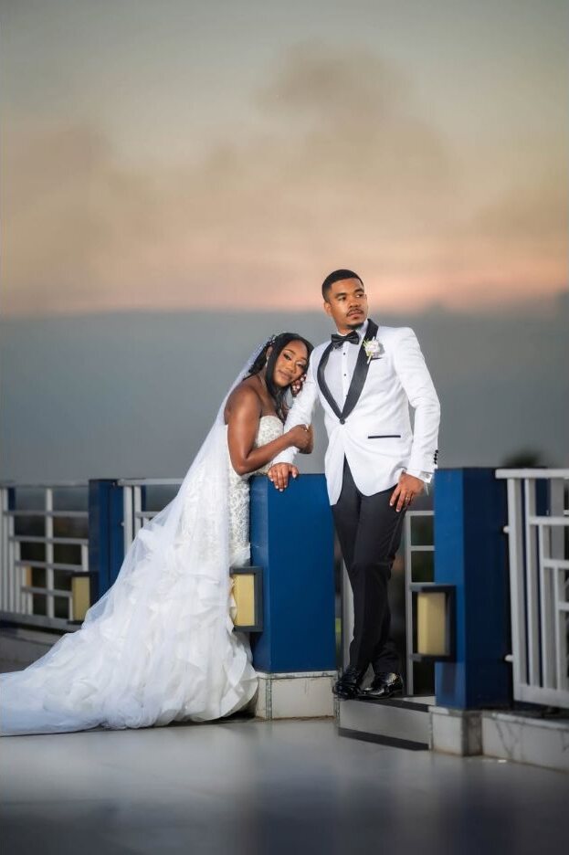 Aaliyah and Delano together in their wedding portrait