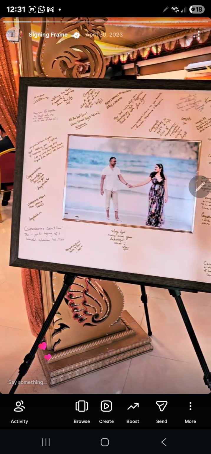 An actual Guest Signing Border displayed at a Karimah Clinton wedding